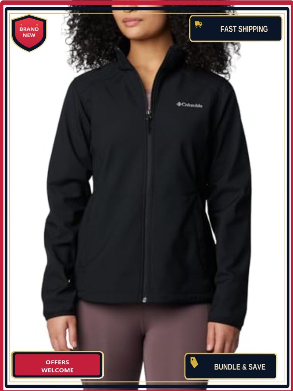Women's Softshell Jacket Water Repellent Zip Up